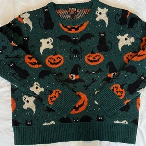 Halloween Themed Green Sweater
